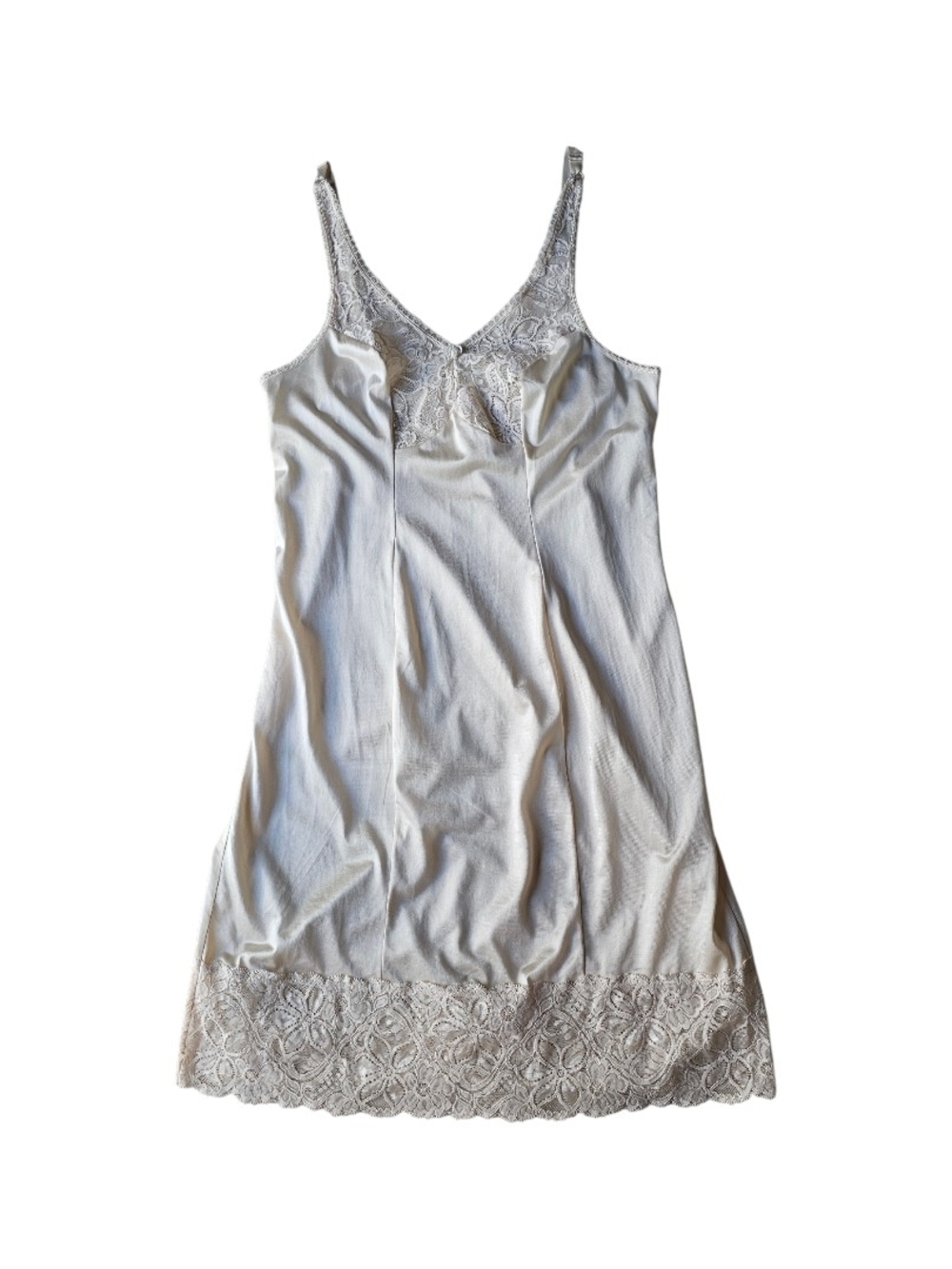 Vintage Bali Cream Lace Full Slip Size 36 Nylon Lingerie Midi Nightgown - Picture 3 of 8